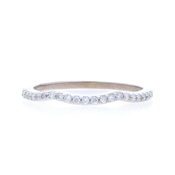 White Gold Diamond Contoured Enhancer Wedding Band - 14k Round .18ctw Guard Ring